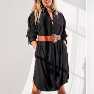 ONA by Yoon Chung Sag Harbor Oversized Black Shirt Dress XS/S